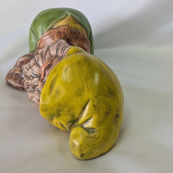 Vintage Ceramic Sleeping Gnome Figurine Hand Painted Garden Decor 9in - Picture 7 of 8